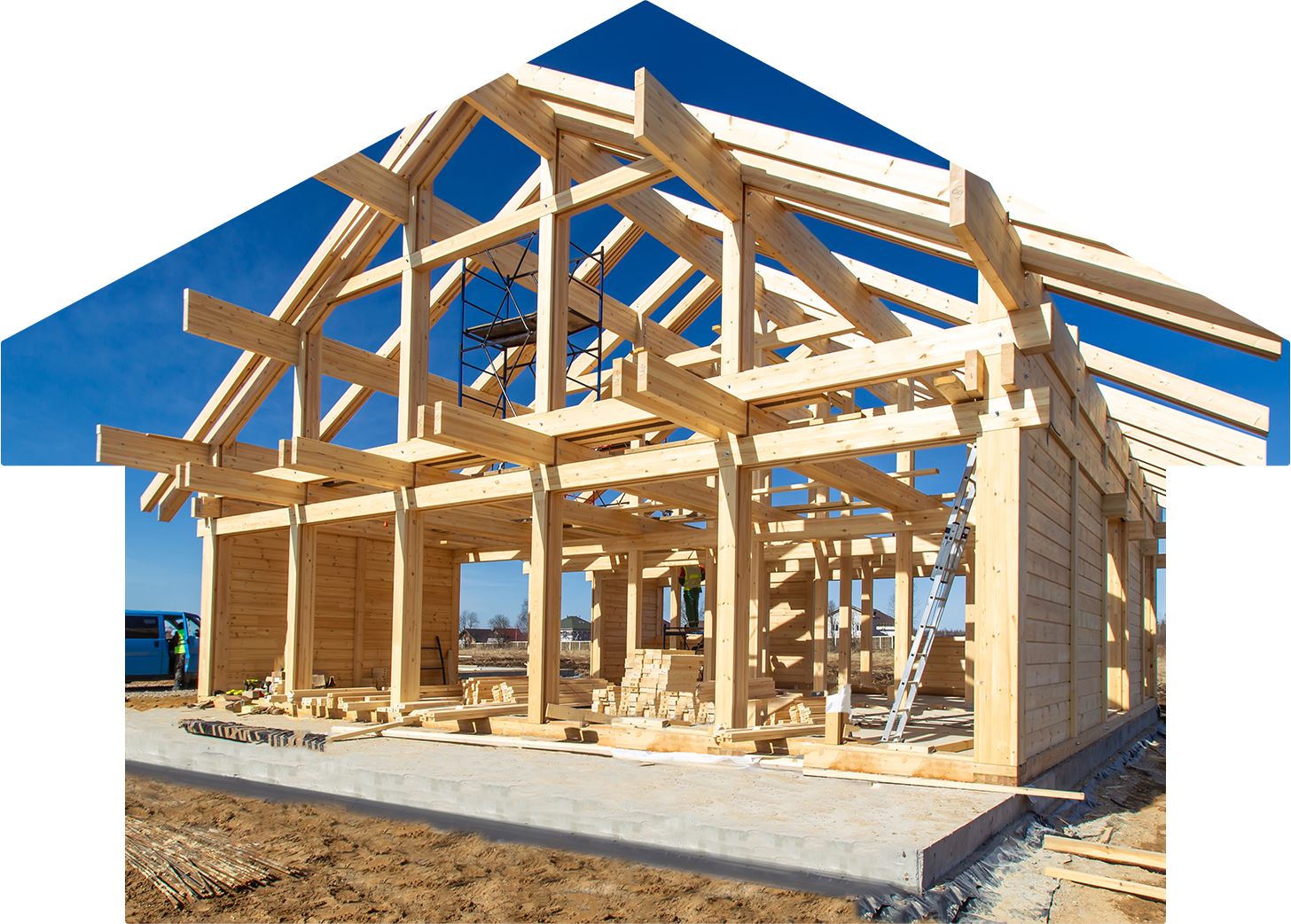 A frame of a house under construction
