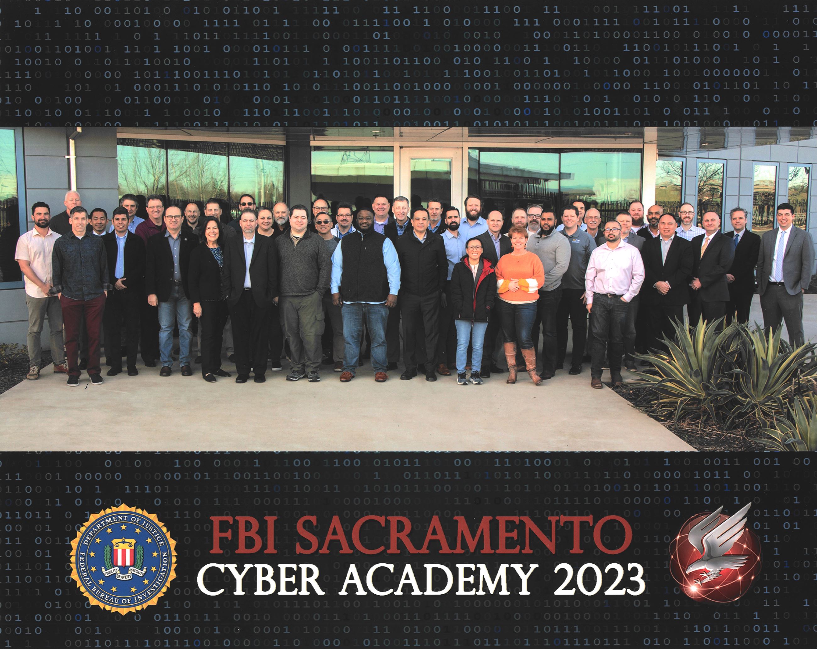 Photo of the Cyber Academy participants with FBI logo and \