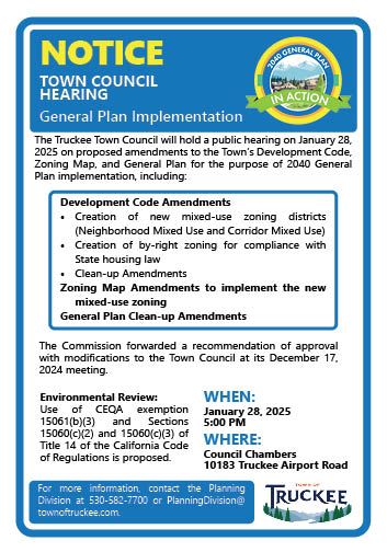 January 28, 2025 Town Council Notice for Development Code Updates